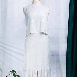 Rachel Zoe Top and Skirt White Sequin Set - Combo Set